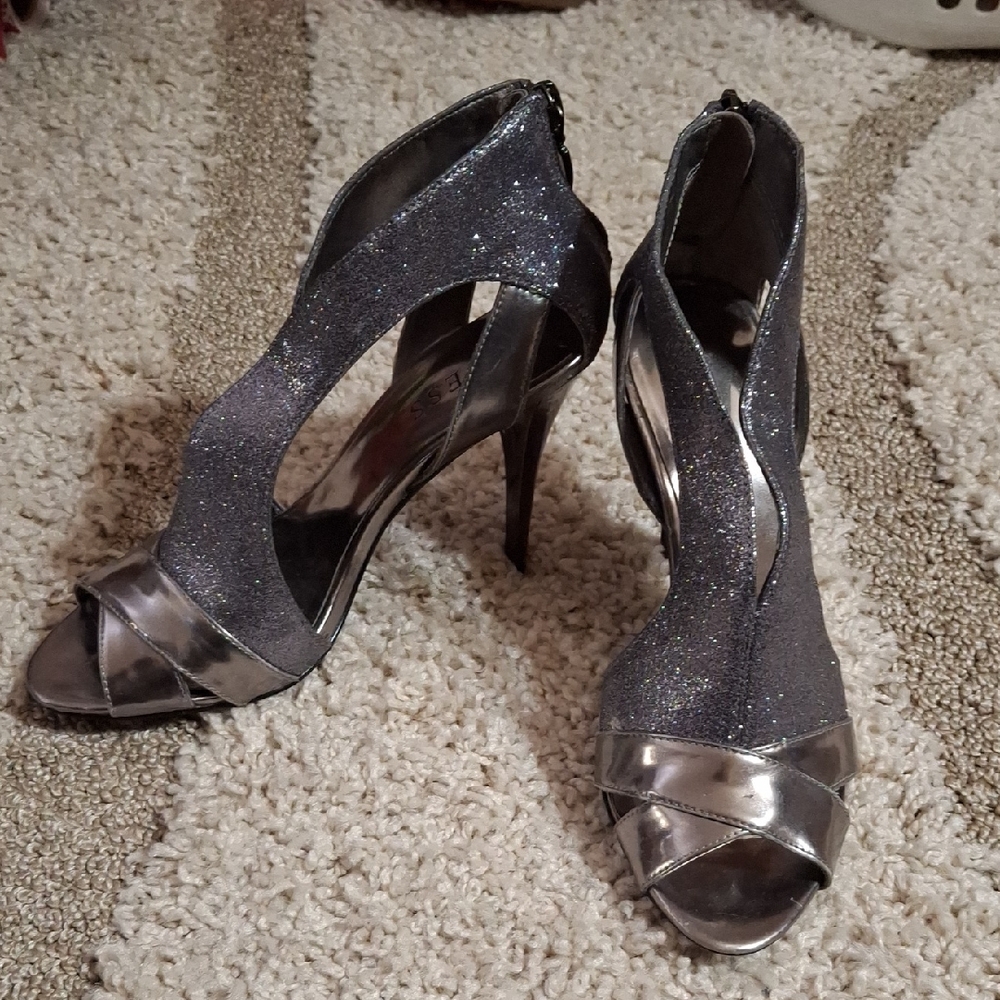 Guess Silver Glitter Heels
